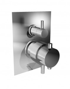 52569/3 Коаксиальный встроенный термостатический смеситель с механическим переключателем на 3 направления. Bongio T Square