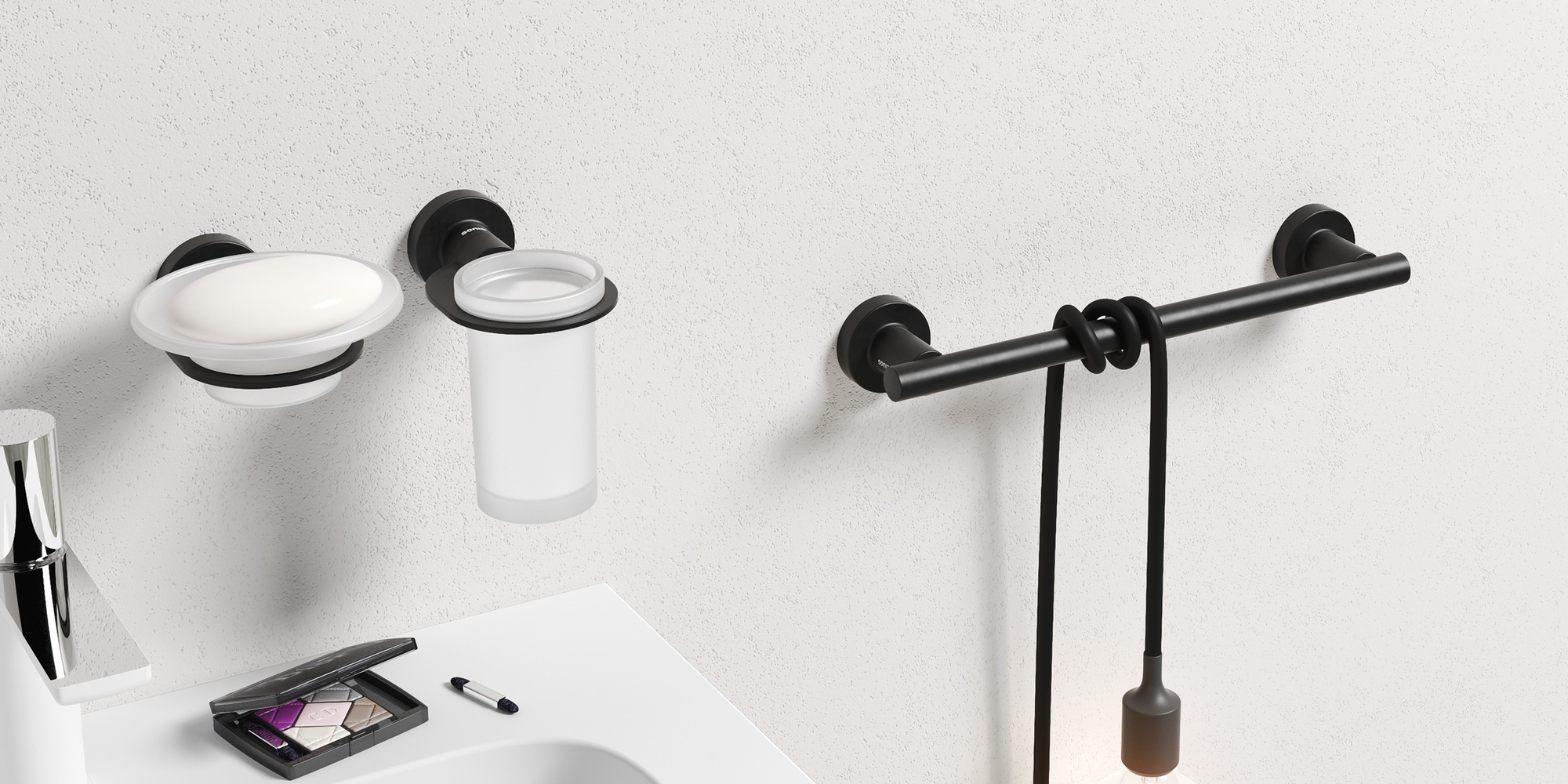 Sonia Мыльница стеклянная настенная Tecno Project Черный 166268 - Вид №1