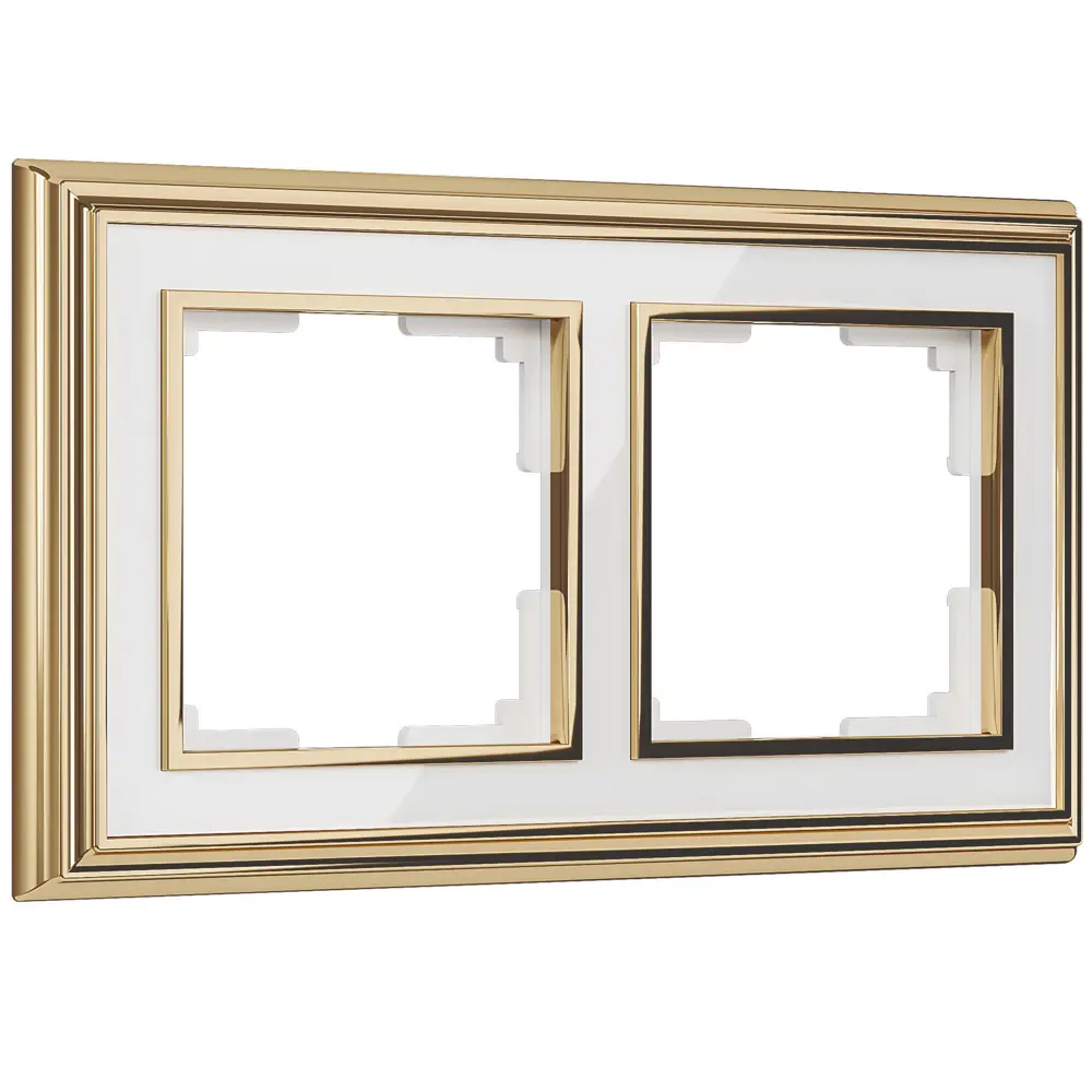 Рамка для розеток и выключателей Werkel Palacio 2 поста цвет золотисто-белый STLM-2161733