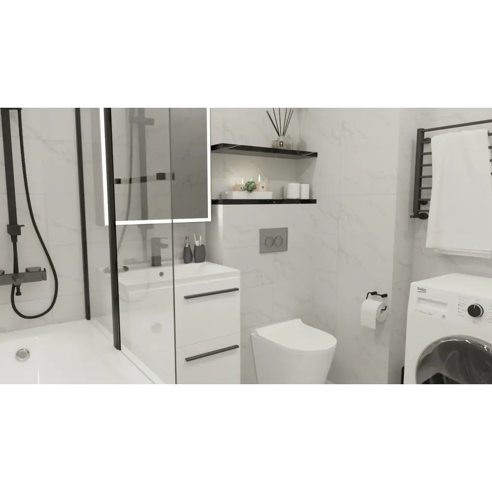 Керамическая плитка Axima Monaco 25×50 см белая матовая под мрамор 84133786 Монако STLM-0046608 - Вид №6