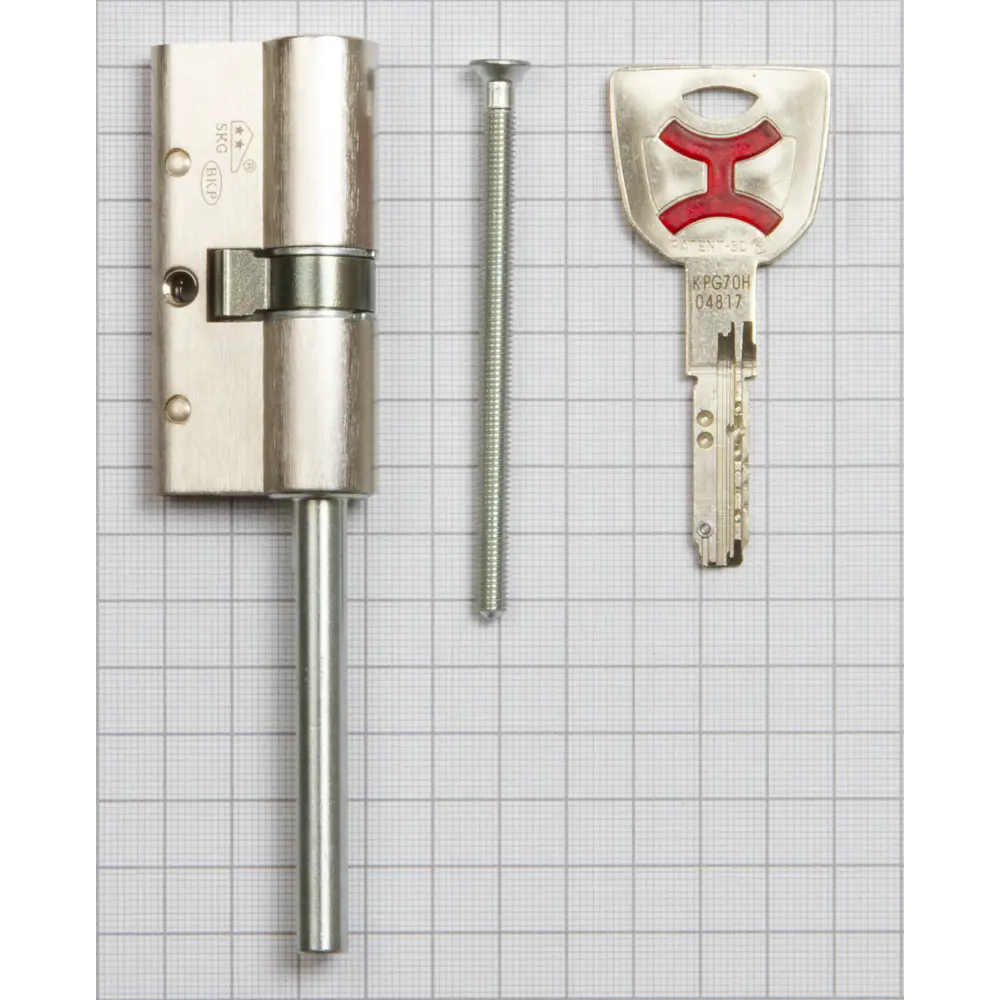 Цилиндр Cisa AP4S 0P3S7-12.12, 35x10x25 мм, ключ/шток, цвет никель, без вертушки STLM-2194439 - Вид №2