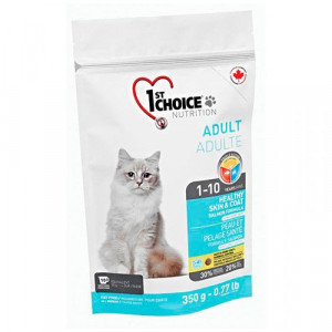 ПР0036450 Корм для кошек Здоровая кожа и шерсть, лосось сух. 350г 1st CHOICE
