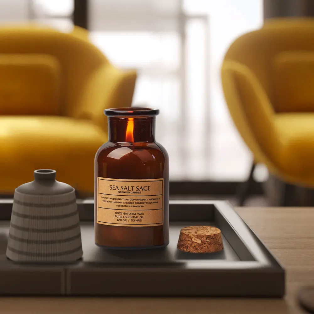 Свеча ароматизированная Sea Salt Sage коричневый 10.5 см 89348182 STLM-2074575 Santreyd  - Вид №2