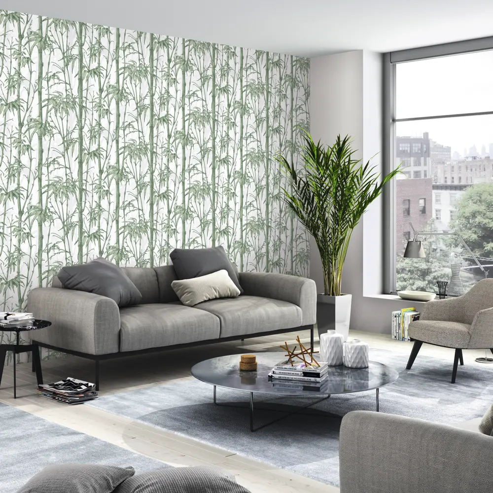 Обои флизелиновые Rasch Florent Бамбук зеленые 1.06 м м R819946 Florentine STLM-2005328 - Вид №3