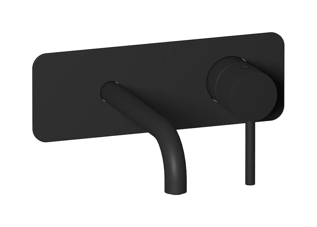 Встроенный в стену смеситель для раковины на 2 отверстия в комплекте с донным клапаном. WE ARE IB id206np Matt Black Industria