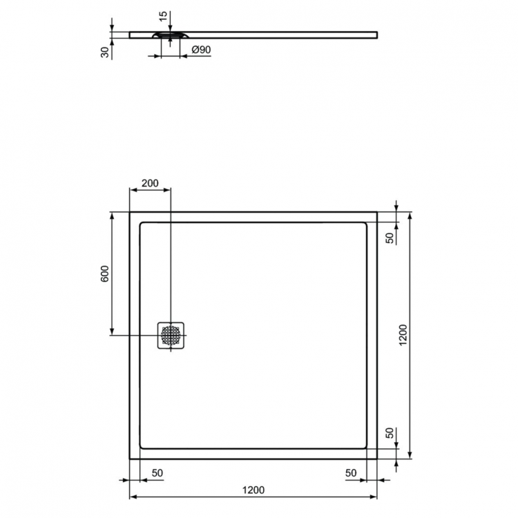 K8318FR Душевой поддон 120х120 см Ideal Standard ULTRAFLAT S  - Вид №2