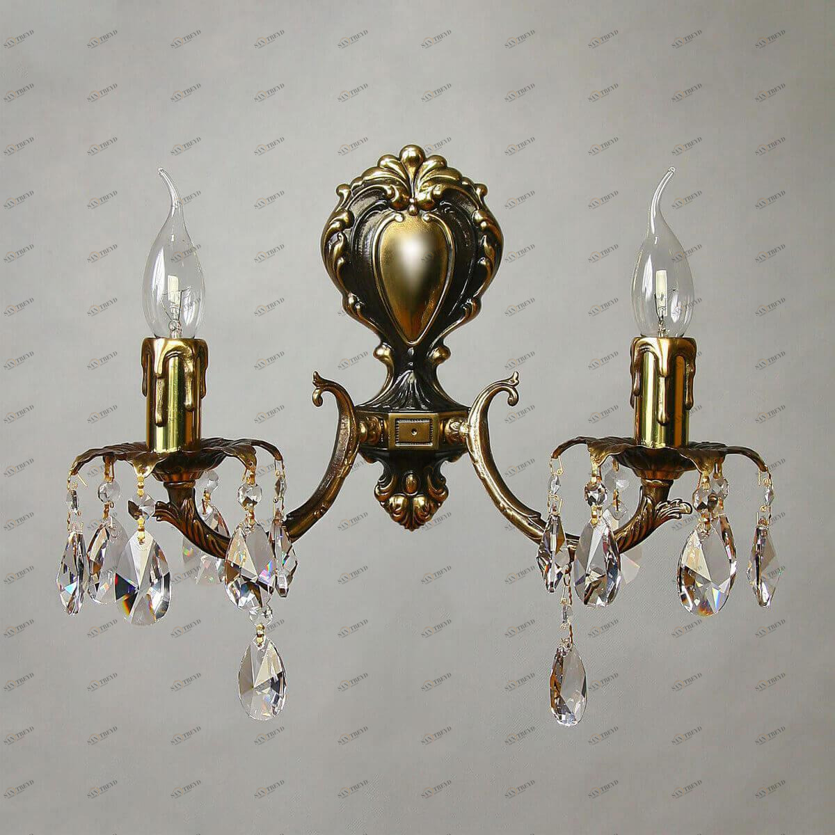 Бра настенное бронзовое Ambiente Benisa 2226/2 PB Tear Drop AMBIENTE СВЕЧА 00-3931009 Бронза 