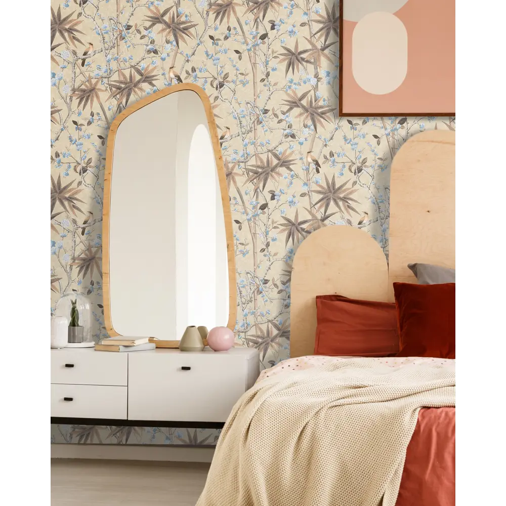 Обои флизелиновые Birds бежевые птицы 1.06x10 м 32101 SOLO STLM-2067180 - Вид №2