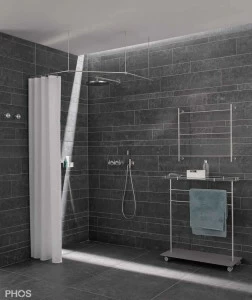 DSFE800F Пятиугольный карниз для душевой занавески, 80 x 80 см, для крепления к потолку PHOS