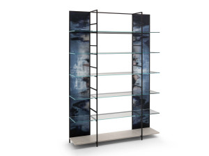 Отдельно стоящий книжный шкаф из стекла и металла