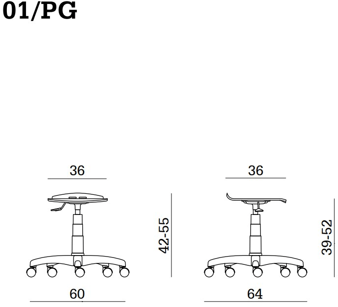 Linea Fabbrica Офисный табурет с 5 спицами из бука с колесами Bow sun-id-1445279 - Вид №1
