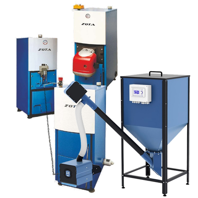 Твердотопливный водогрейный стальной котёл ZOTA Mix 50 MIX50 - Вид №1