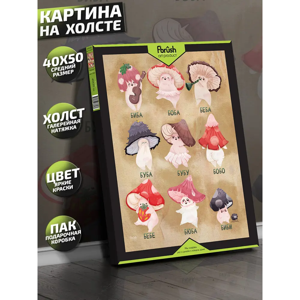 Картина на холсте Грибочки 40x50 см 85394534 STLM-2056801 FBRUSH  - Вид №3