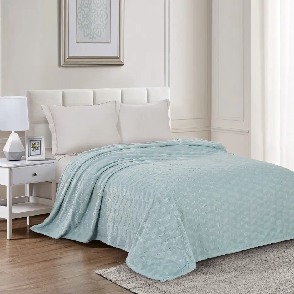 Плед Triangel 180х200 см велсофт цвет лагуна Santreyd STLM-2137079 - Вид №3