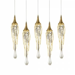Подвесной светильник Goddess Tears 5 gold от Delight Collection PR68009L-5H DELIGHT ДИЗАЙНЕРСКИЕ 243775 Золотой