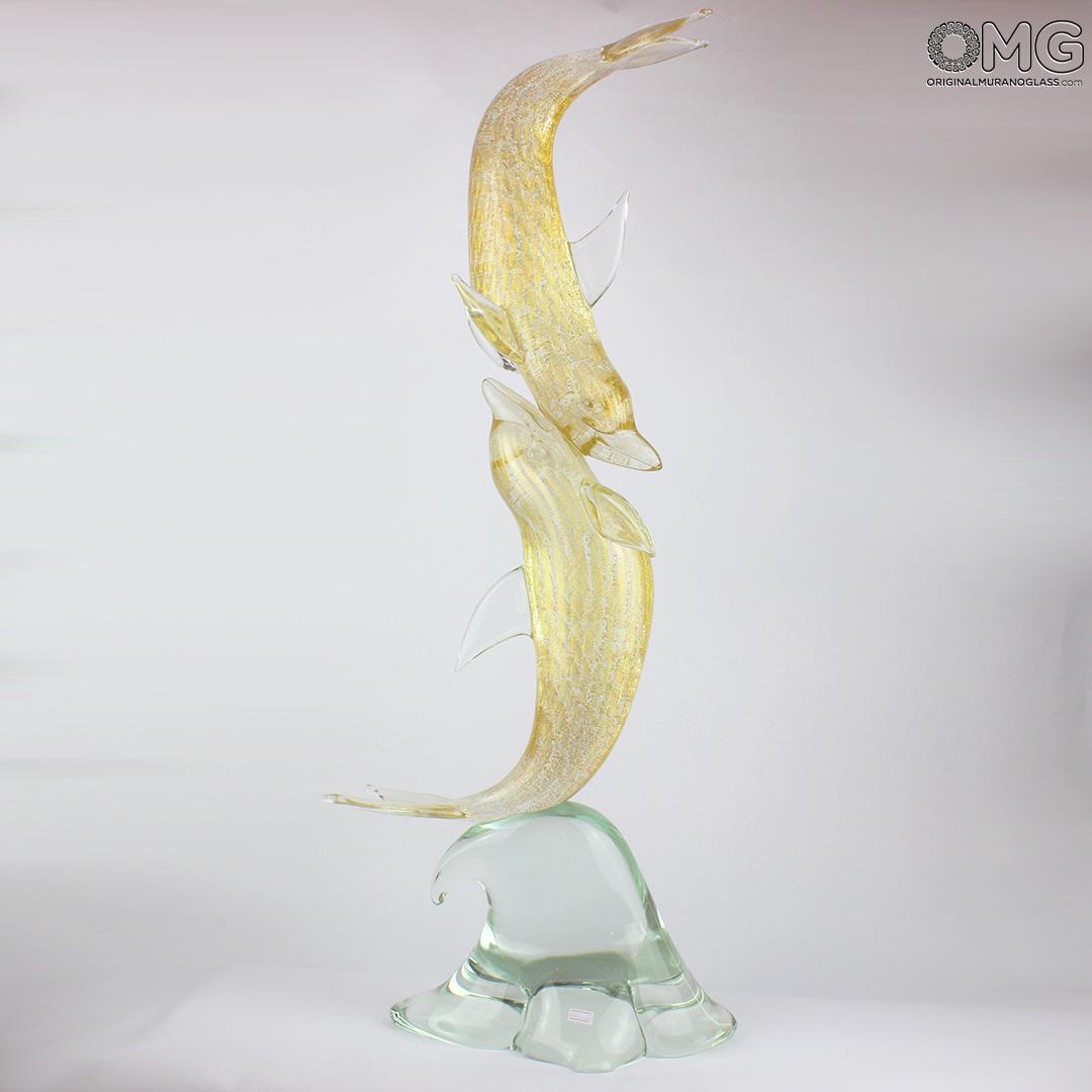 98 ORIGINALMURANOGLASS Скульптура Две рыбы - автор Alessandro Barbaro - муранское стекло OMG 36 см  - Вид №1