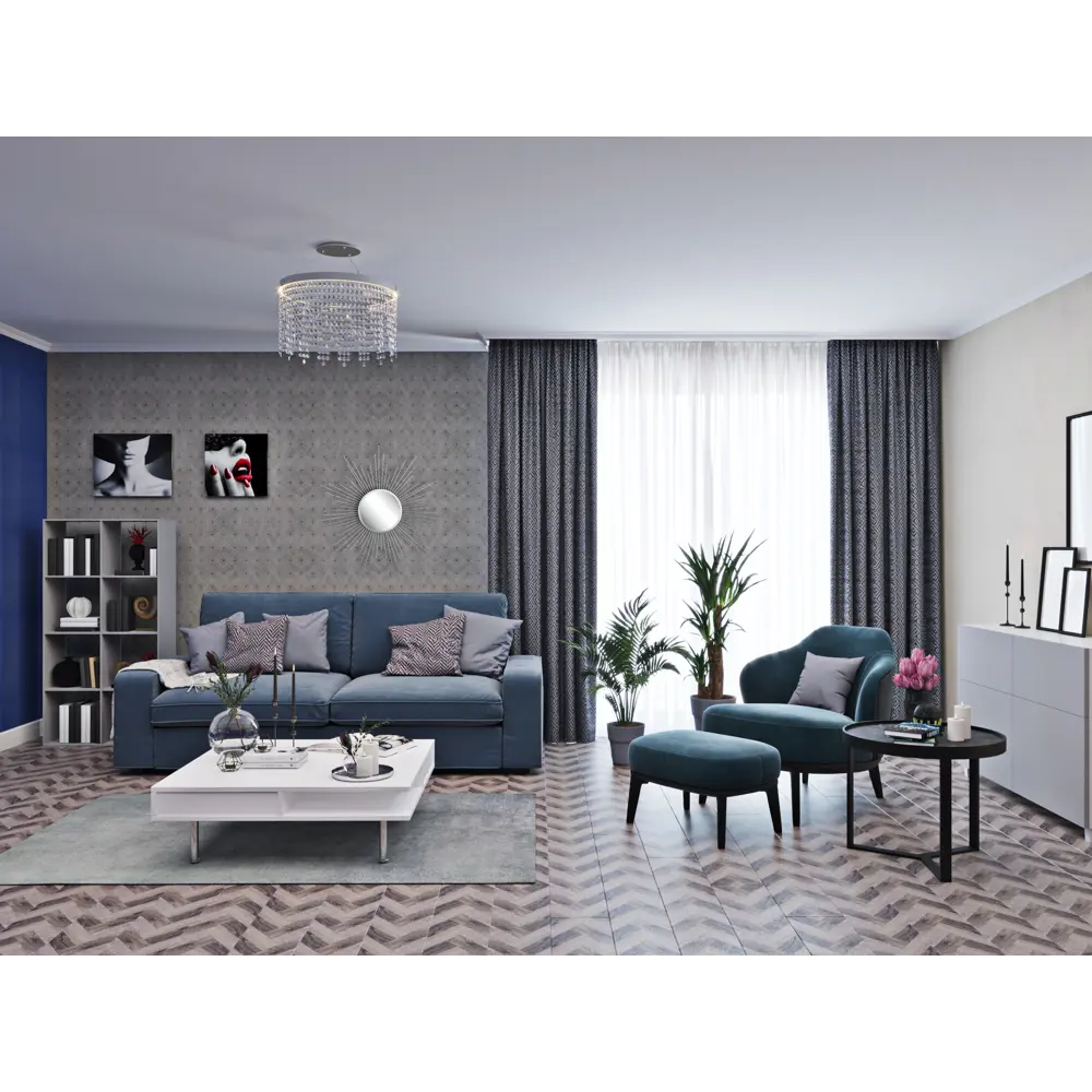 Обои флизелиновые Rasch Florentine синие 0.53 м 449860 STLM-2107411 - Вид №2