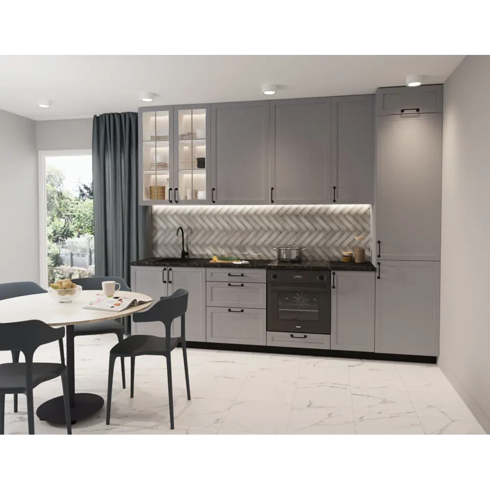 Фасад кухонный Ньюпорт 29.7×76.5 см серый матовый МДФ 89340610 DELINIA ID STLM-1581604 - Вид №1