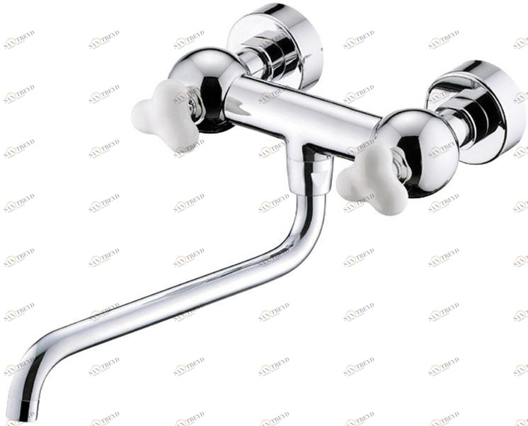 JUSTIME Настенный кухонный смеситель на два отверстия из хромированной латуни с поворотным изливом Story 6903-95-80cp