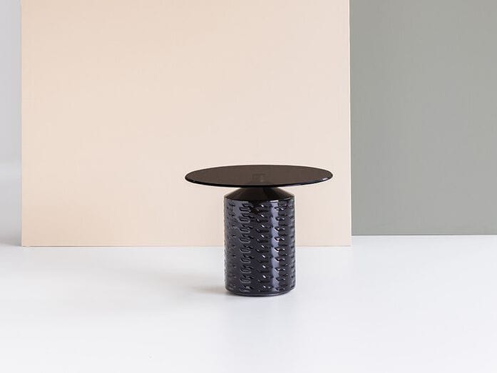 Круглый керамический садовый журнальный столик со стеклянной столешницей Potocco Hishi ARCH-00094840 - Вид №2