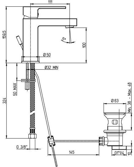 Paini Dax-R 84PZ211R смеситель для раковины  - Вид №3