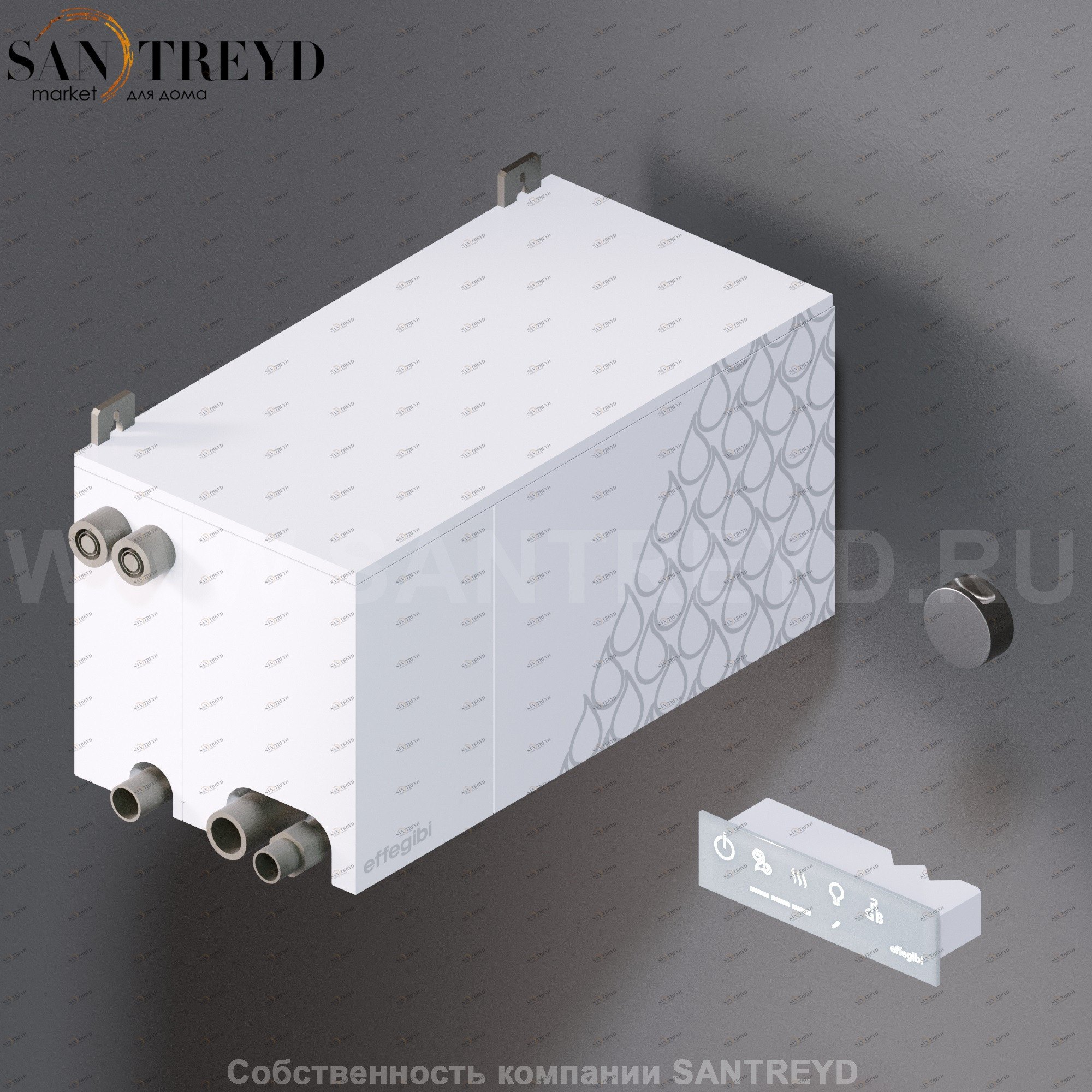 Effegibi NUVOLA N45 Встроенный парогенератор для турецкой бани, мощность - 4,5 кВт, объем - от 3,5 до 4,5 куб. м., производительность - 6,6 кг/час