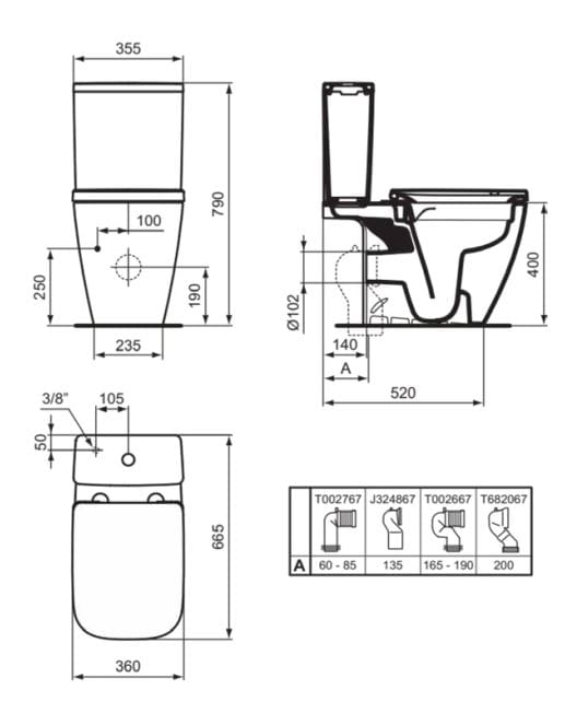 Керамическая внешняя выхлопная коробка Ideal Standard ARCH-00063815 - Вид №4