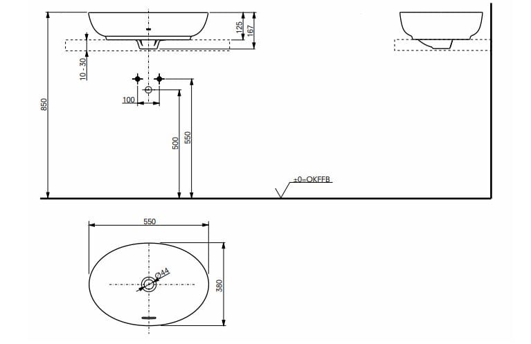 Керамическая столешница овальная раковина TOTO WU L1705E ARCH-00035103 - Вид №4