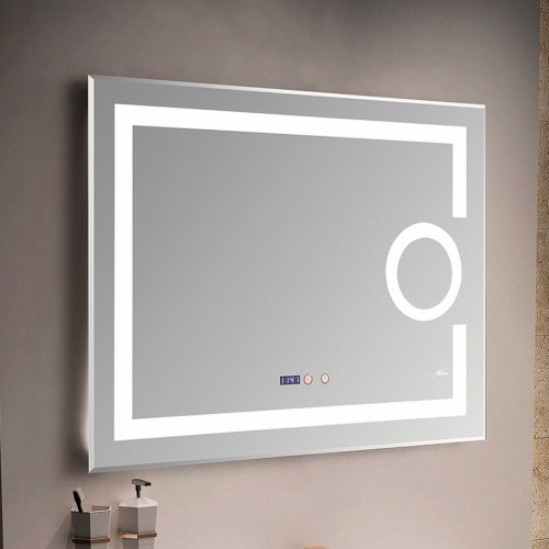 Зеркало с LED-подсветкой MELANA-8060 подогрев/часы/космет.зеркало (MLN-LED090-1) 