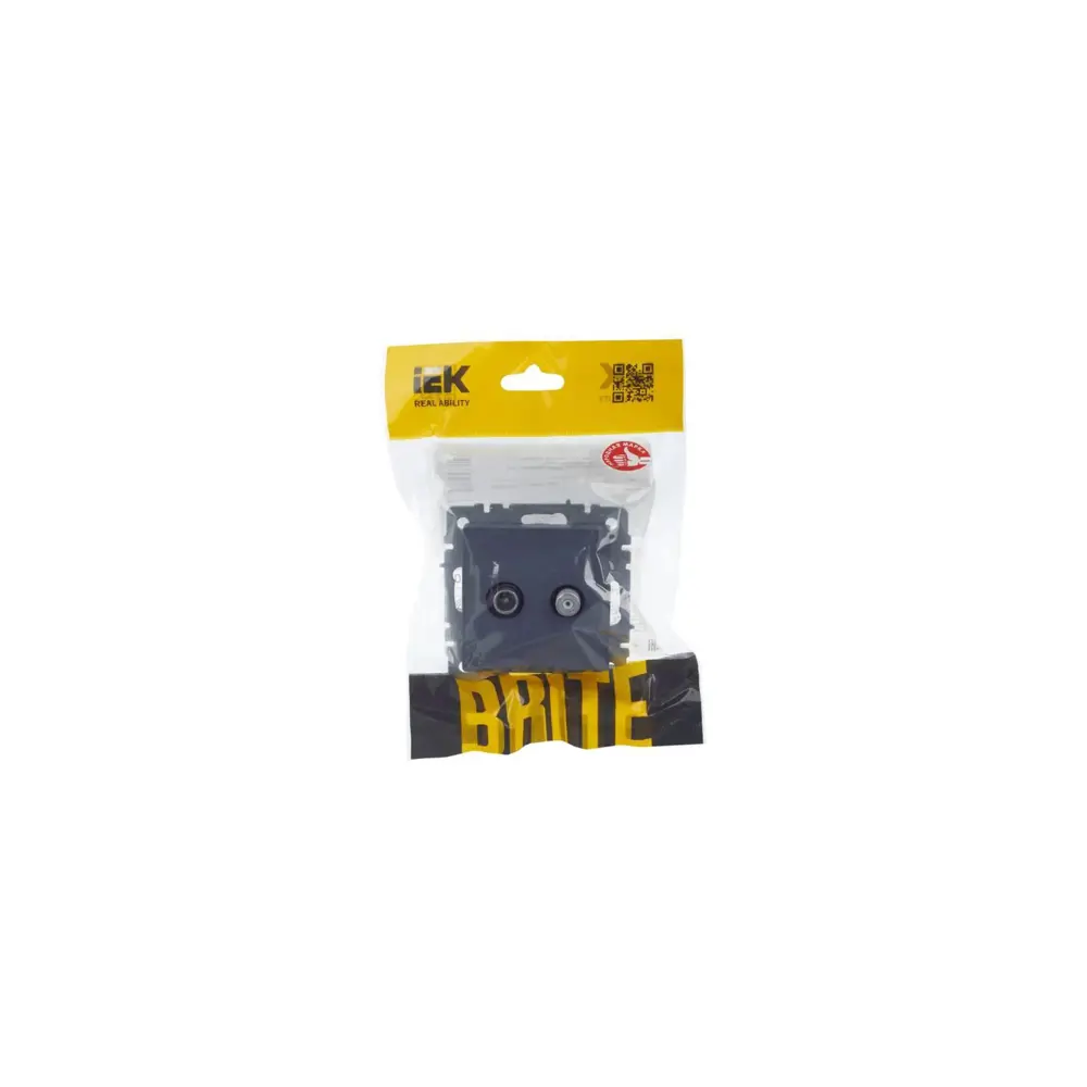 Розетка TV двойная встраиваемая IEK Brite РТВ/РСп12-БрМ цвет маренго 89361852 STLM-2090720 - Вид №3
