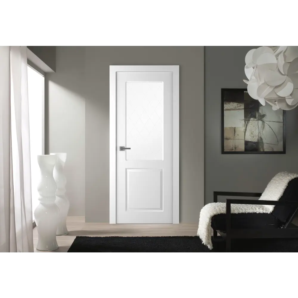 Комплект двери Австралия со стеклом 60x200 см эмаль белый с добором 100 мм BELWOODDOORS STLM-2111700 - Вид №1