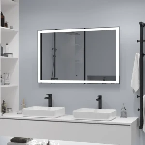 Зеркало для ванной Status с подсветкой 120x70 см цвет серый