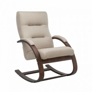 Кресло-качалка мягкое орех Leset "Милано Малмо 05" IMPEX ДИЗАЙНЕРСКИЕ 00-3966999 Бежевый;коричневый