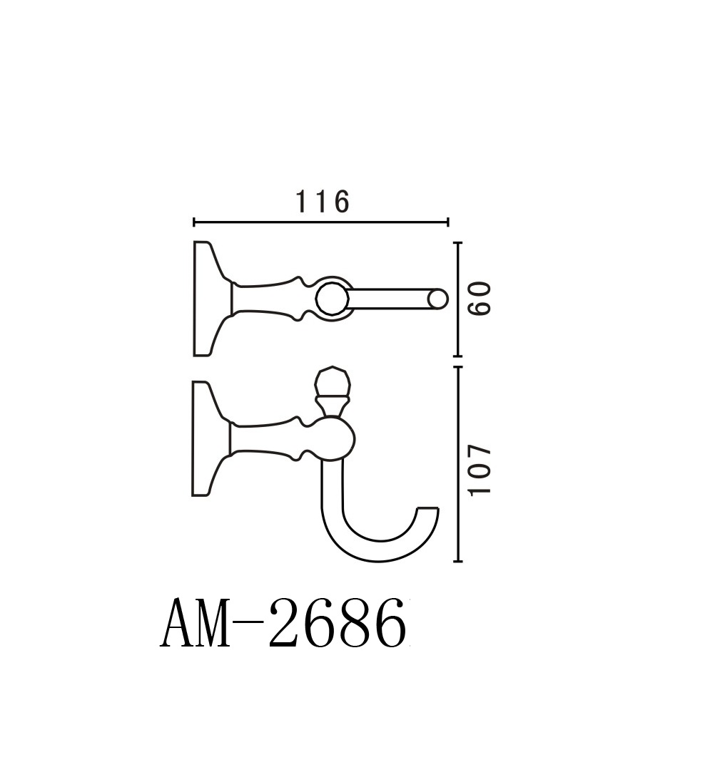 Крючок одинарный ART&MAX ANTIC AM-E-2686BL  - Вид №1