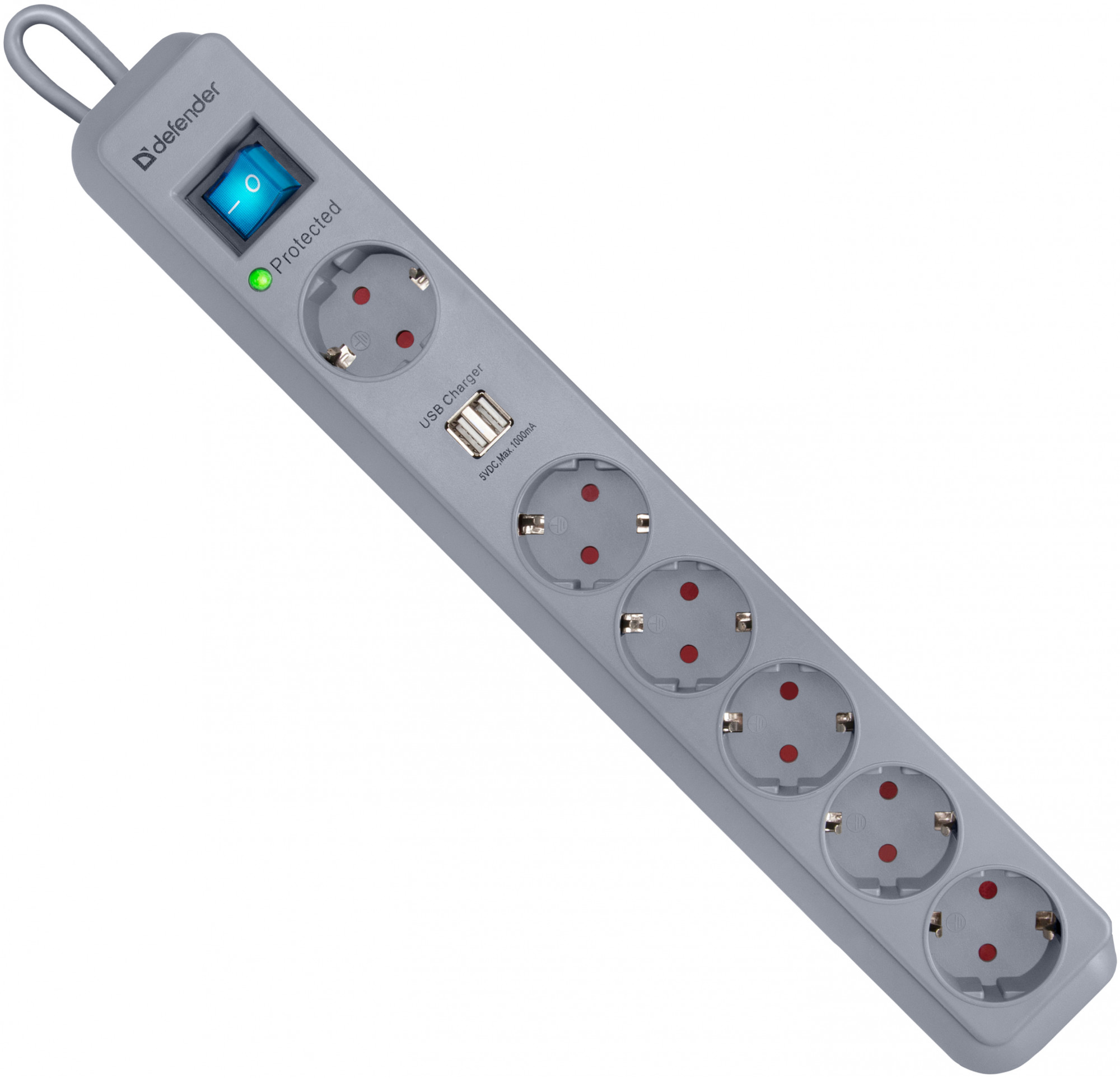 99051 Surge protector dfs 501 2,0м, 2 usb-ports, 6 outlets Defender Santreyd 