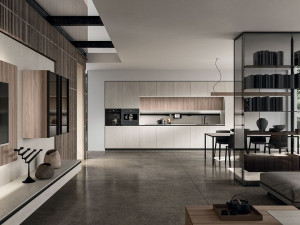 Линейная кухня без ручек