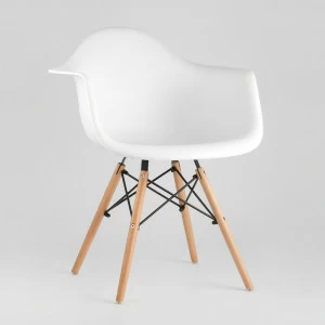 Кресло белое пластиковое с деревянными ножками Eames W EAMES EAMES DAW 00-3881987 Белый
