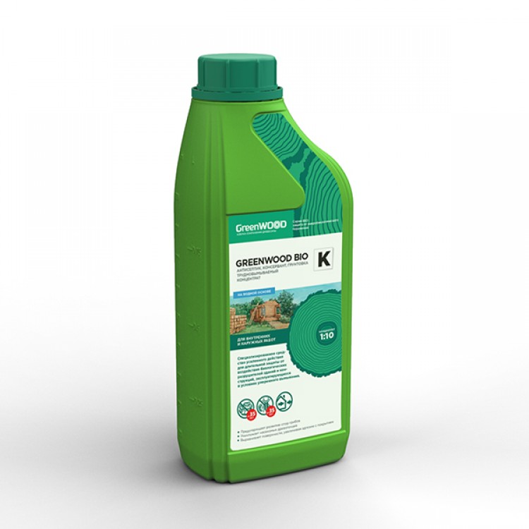 GWB-KK/01 GreenLAB GREENWOOD BIO K Концентрат 1:10, 1 л, антисептик, консервант, грунтовка трудновымываемая 
