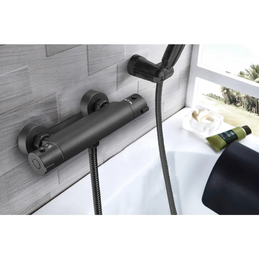 Смеситель термостатический для душа Esko T3800 цвет черный STLM-2002978 - Вид №1