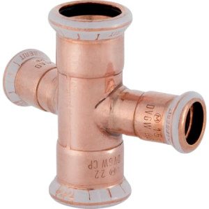 61409 Крестовина двухплоскостная редукционная Geberit Mapress из меди 30° Geberit