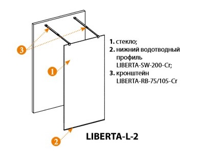 Душевая перегородка CEZARES LIBERTA-L-2-115-C-Cr  - Вид №3
