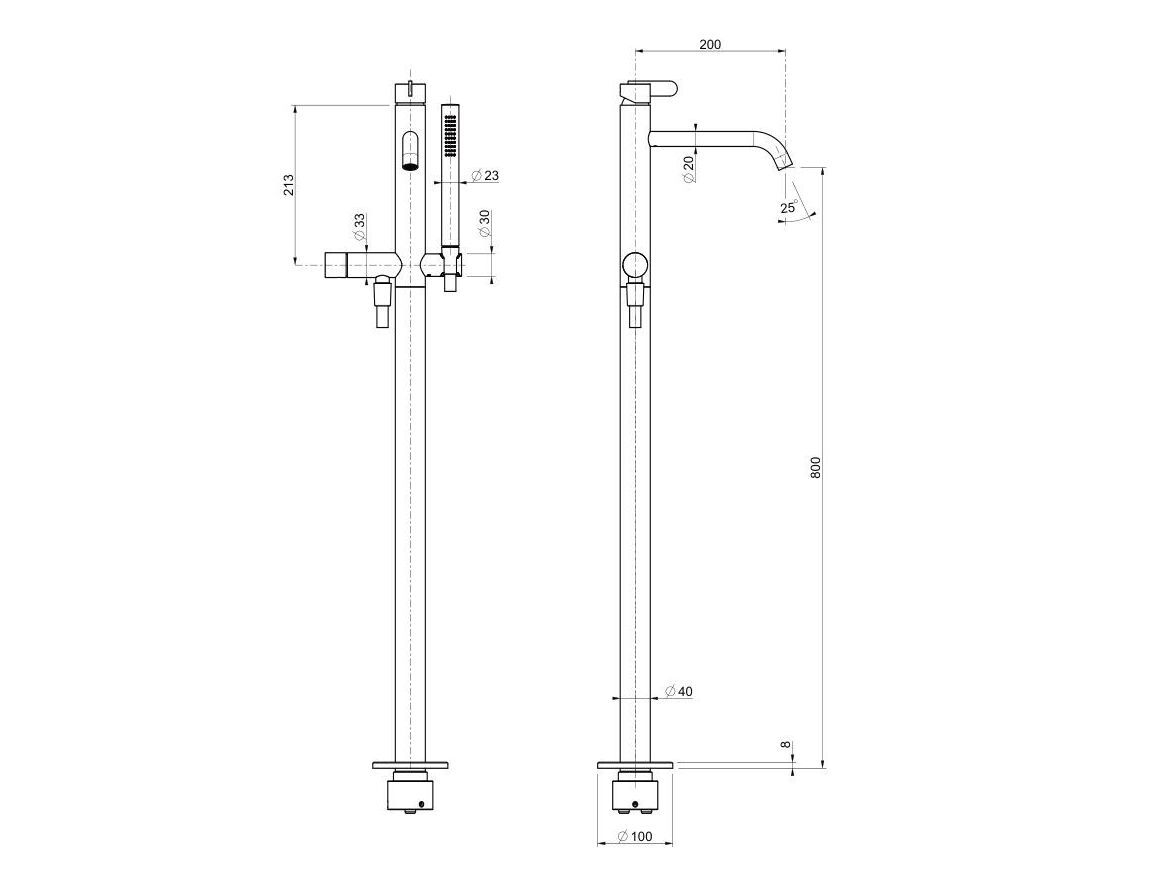 Однорычажный смеситель для ванны с ручным душем QD Magistro Lab Swing ARCH-00111615 - Вид №2