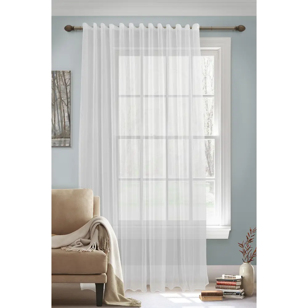 Тюль на ленте Keri 300x280 см цвет серебро MIAMOZA STLM-2157351 - Вид №4