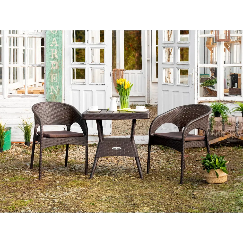Стол садовый Rattan Ola Dom 75.5x76x74.5 см композитный материал цвет коричневый Santreyd STLM-2014821 - Вид №4