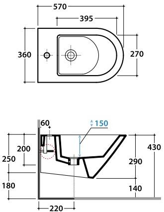 Fos09/10/11/12 bi Биде подвесное FORTY3 Ceramica Globo - Вид №8