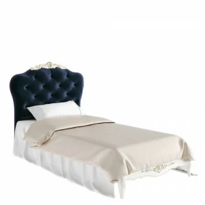 Кровать односпальная с черным мягким изголовьем 90х190 см слоновая кость с золотой патиной Atelier G KREIND ATELIER GOLD 00-3879955 Разноцветный;черный;бежевый