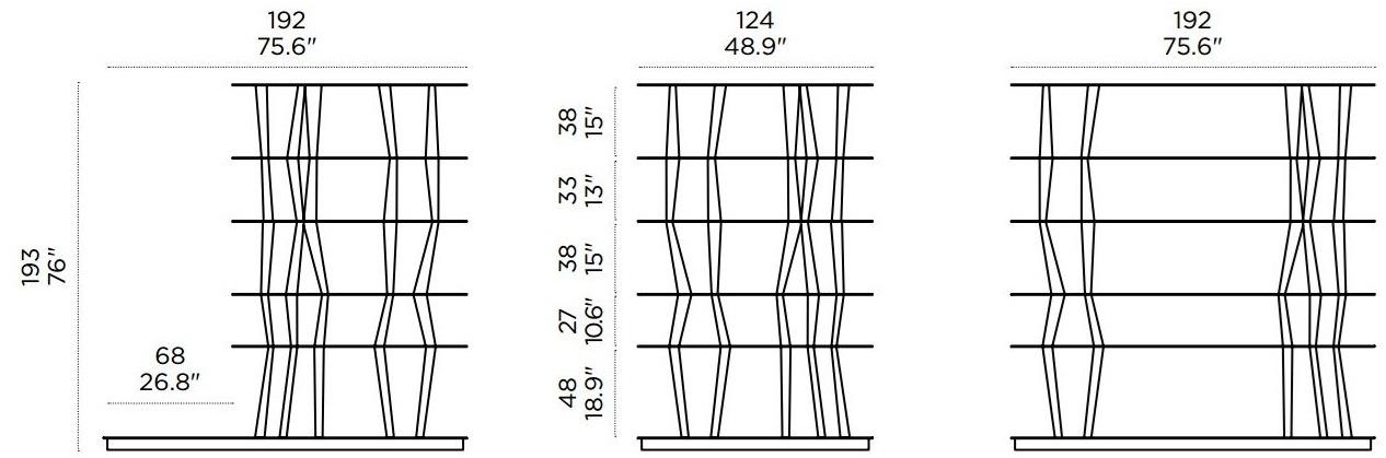 Casamania & Horm Двусторонний открытый книжный шкаф из дерева и стекла Sendai sun-id-1428943 - Вид №7