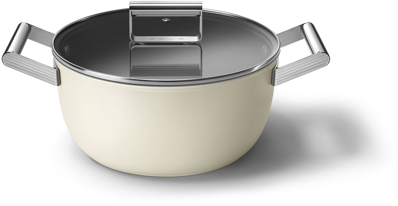 CKFC2411CRM Посуда / кастрюля с двумя ручками и крышкой 24 см, кремовая SMEG  - Вид №3