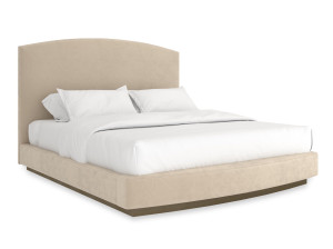 Двуспальная кровать из ткани с мягким изголовьем