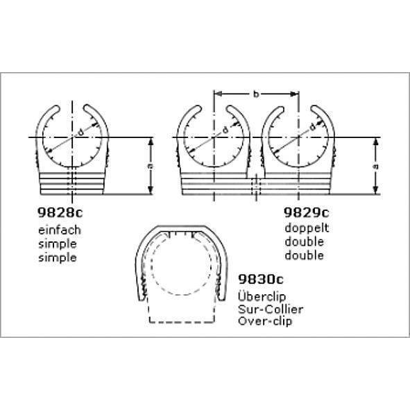 7982712 SANHA 9827C клипса для медных труб двойная 12 мм  - Вид №1